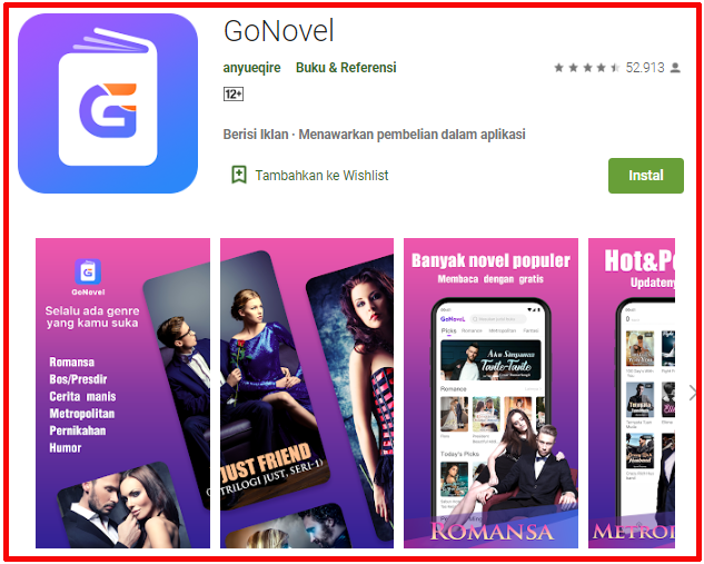 GoNovel aplikasi baca novel penghasil uang