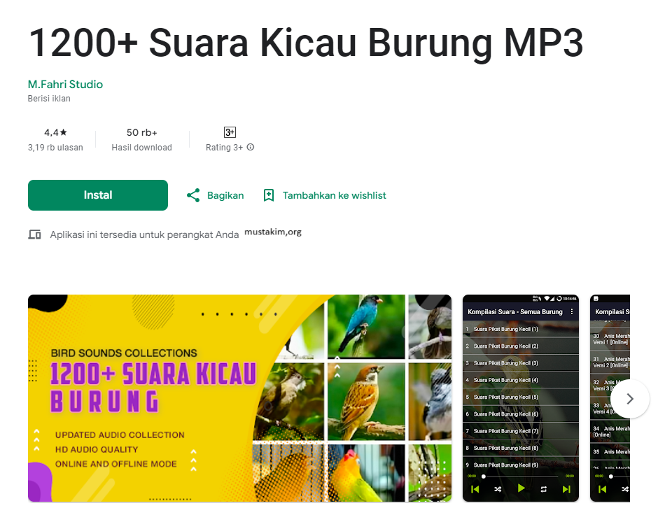 Aplikasi Suara Burung Android MP3 Terbaik di Playsore