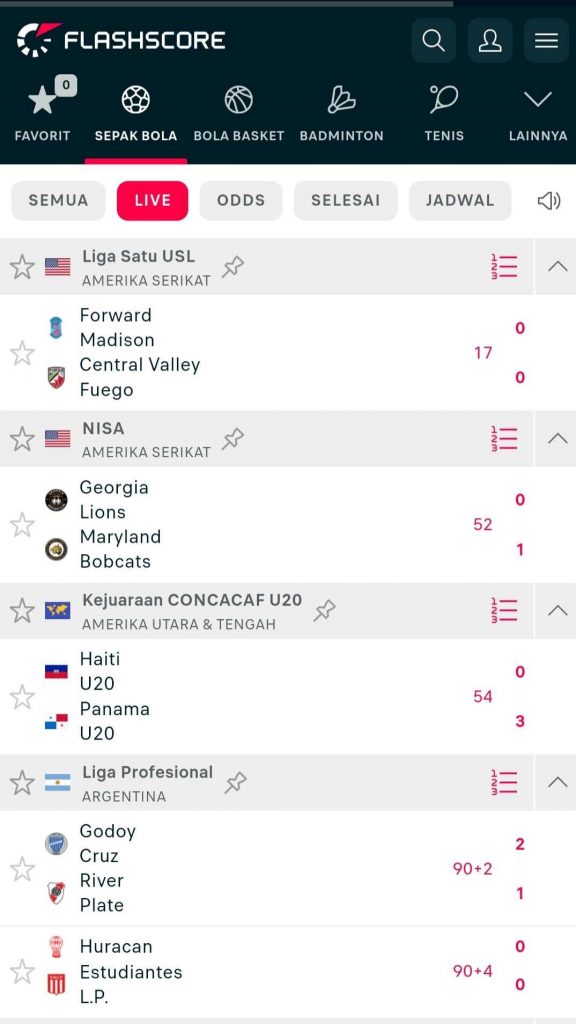 Cek Jadwal Pertandingan dan Livescore Secara Real-Time di HP via Flashscore